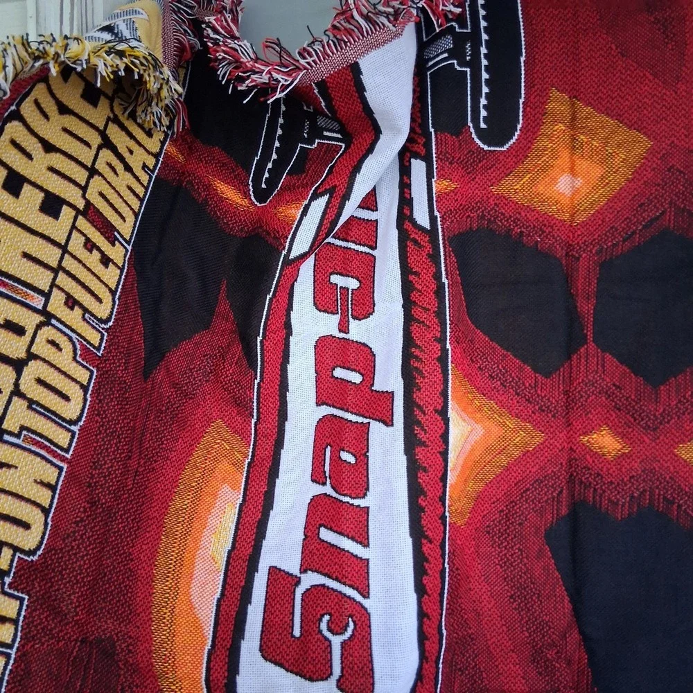 Vtg Snap-On Tools Racing Throw Blanket World Champ Doug Herbert Woven Tapestry